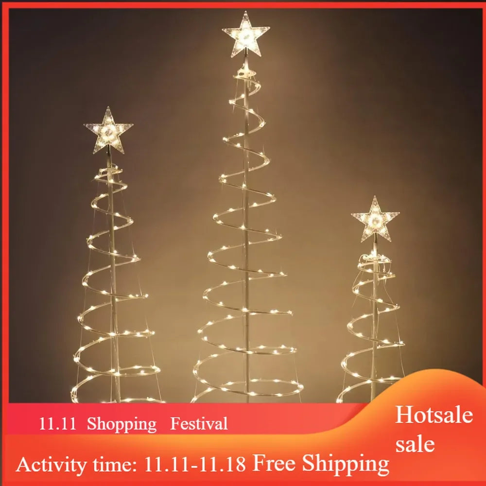 3 Packs Spiral Tree Christmas Decoration Outdoor