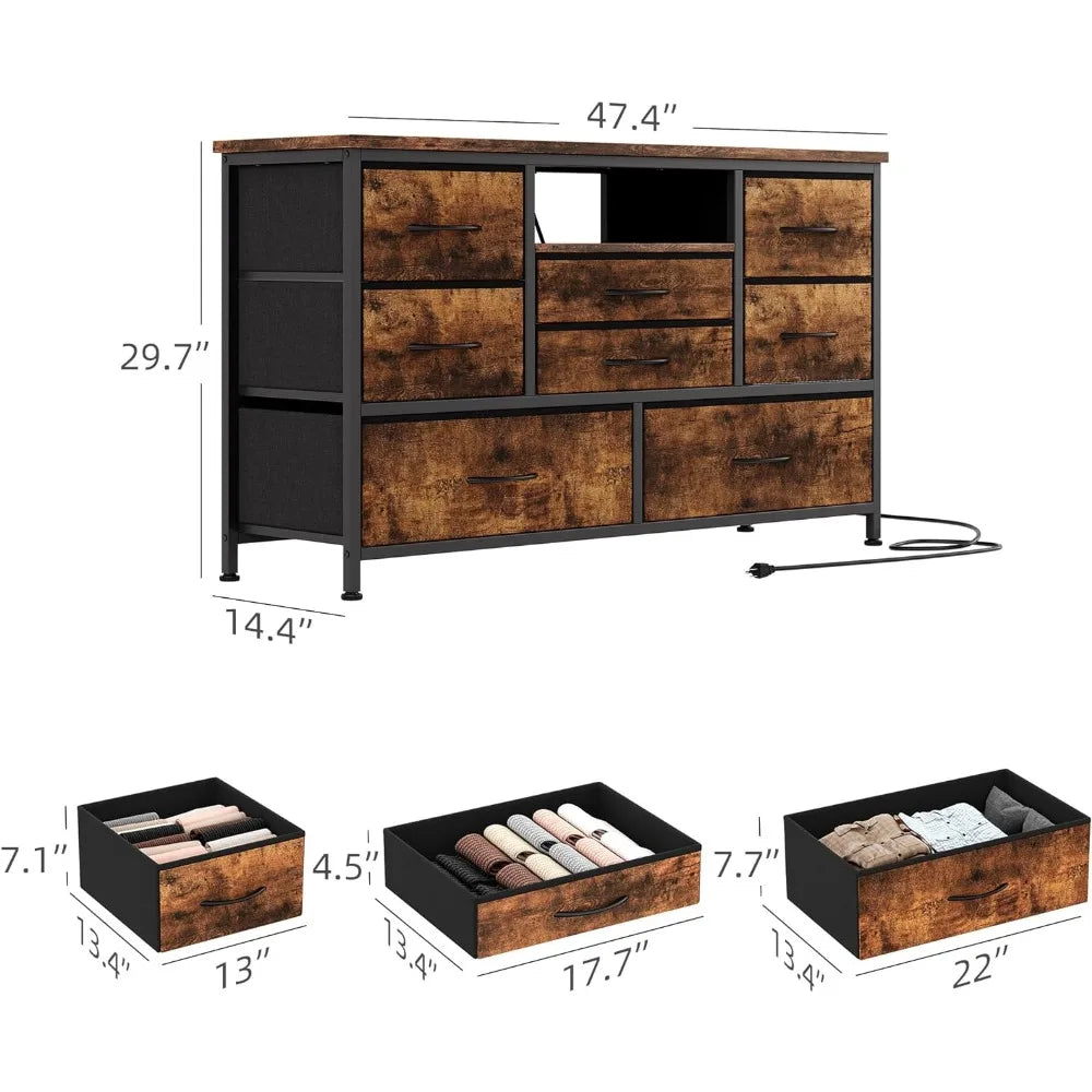 8 Dresser TV Stand  Dresser for Bedroom, Wide Console Table