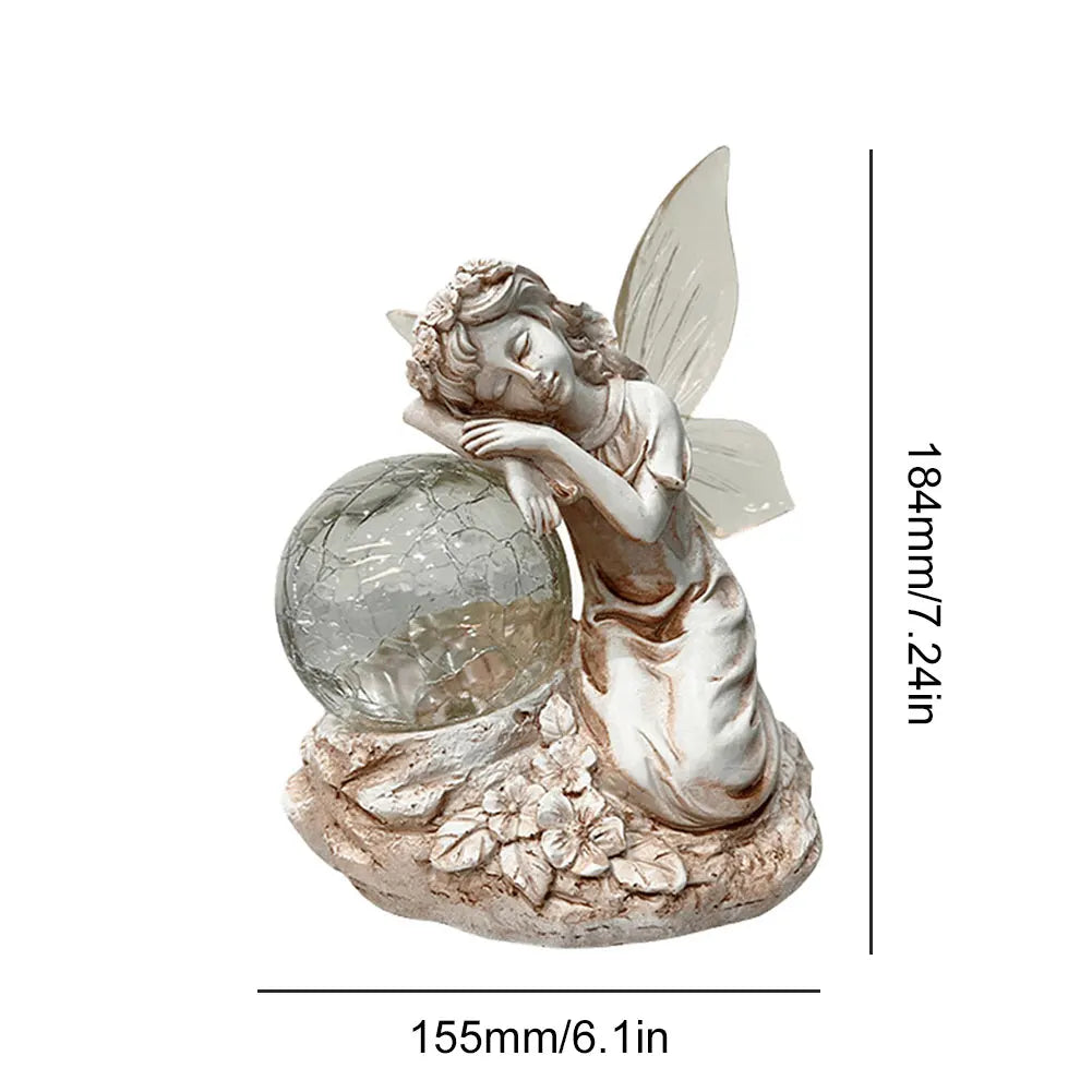 Solar Angel Statue Light Angel Glass Ball Sculpture light