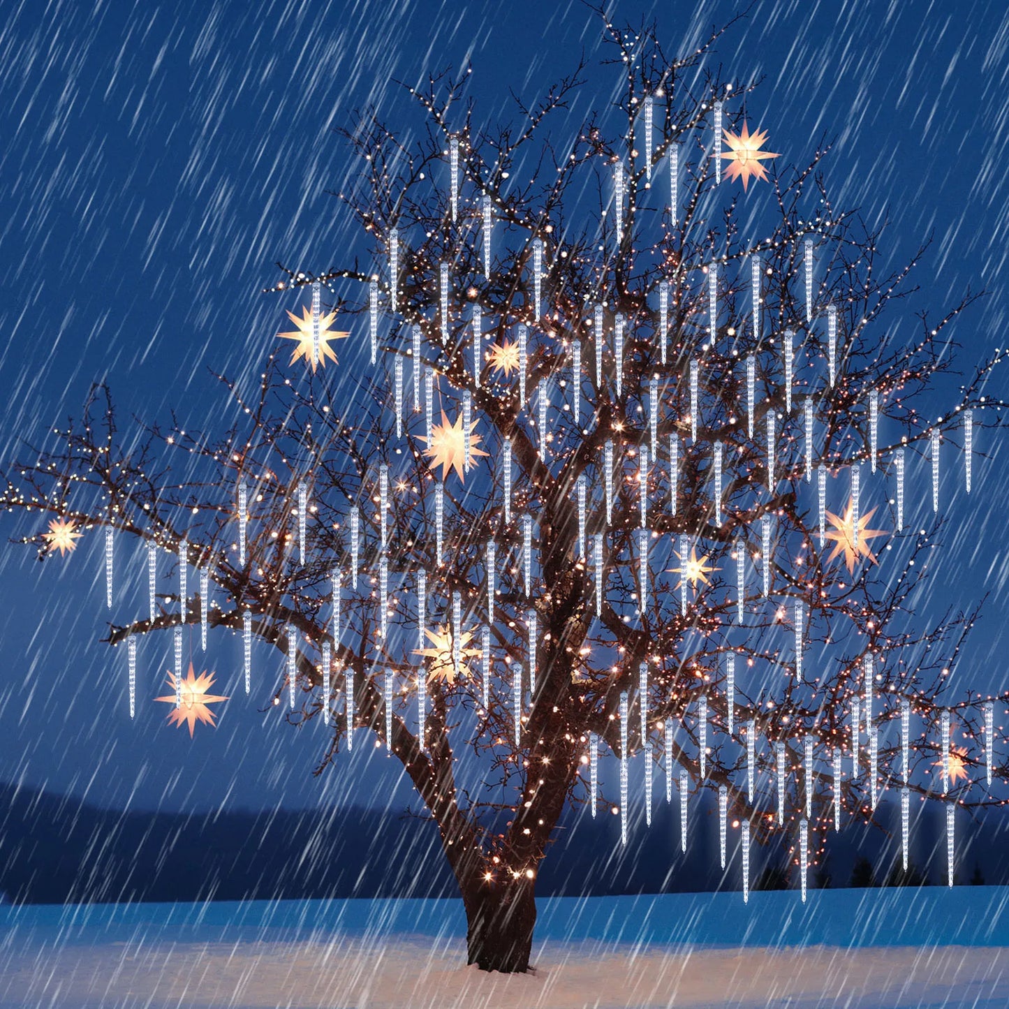 Christmast LED Meteor Shower Raindrop Snowing Lights