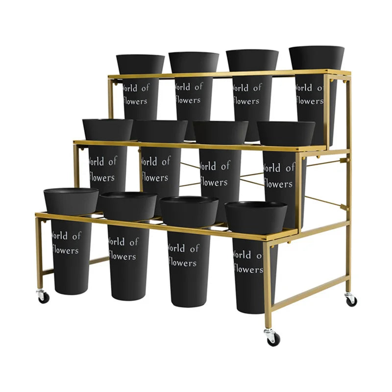 Flower Stand - Metal Plant Stand with 12Pcs Buckets,