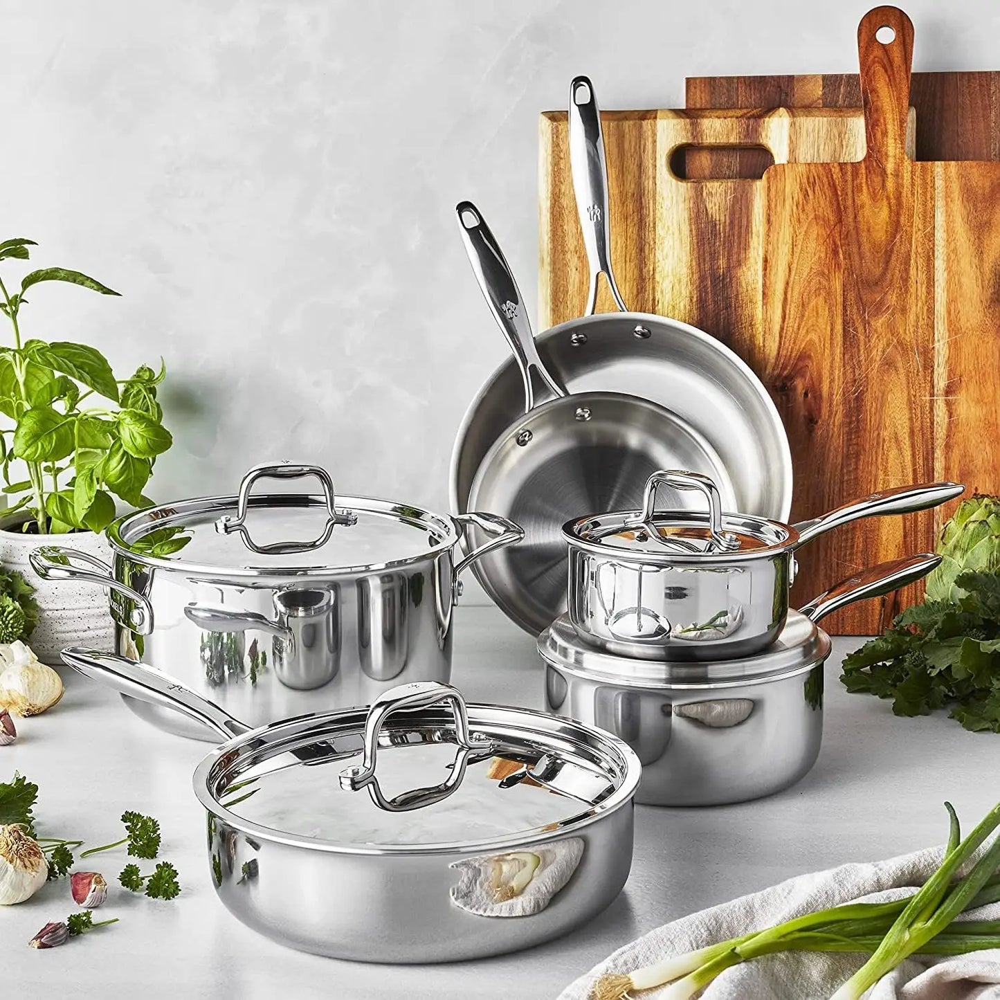 3-Ply Stainless Steel Pots and Pans Set, Cookware Set