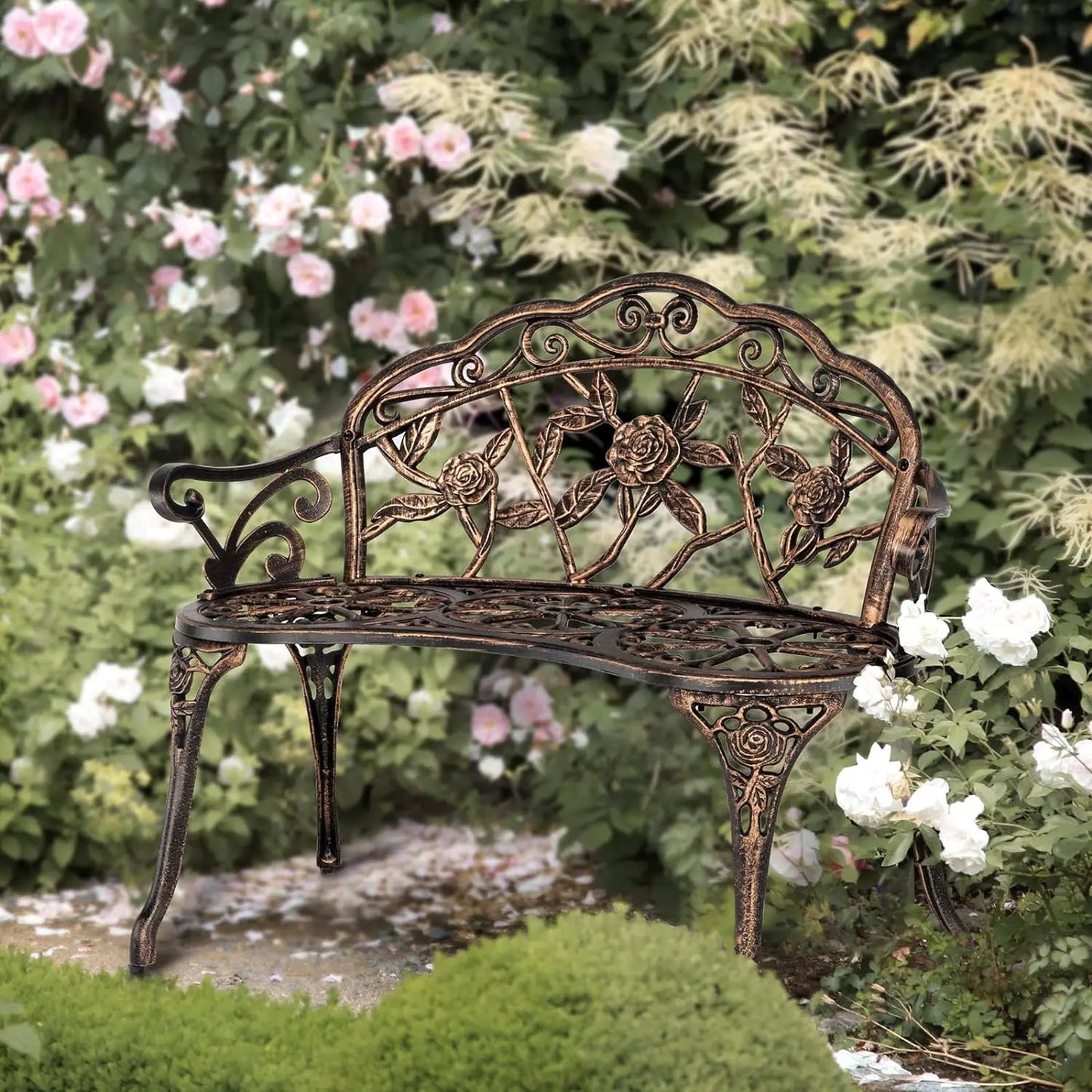 Patio Park Garden  Bench,Antique Finish Chair,Accented