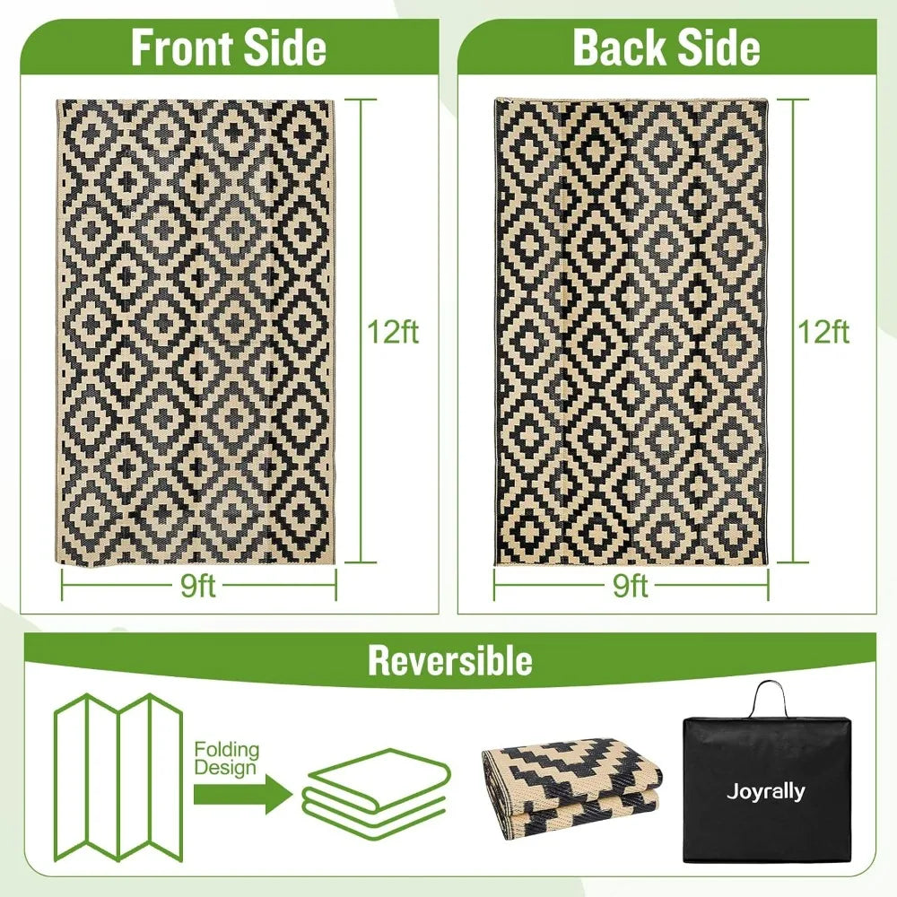 Outdoor Rugs Waterproof Plastic Straw Rug, Reversible