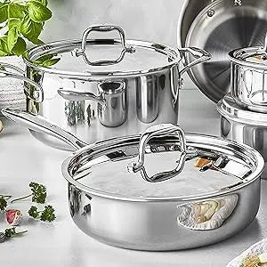 3-Ply Stainless Steel Pots and Pans Set, Cookware Set