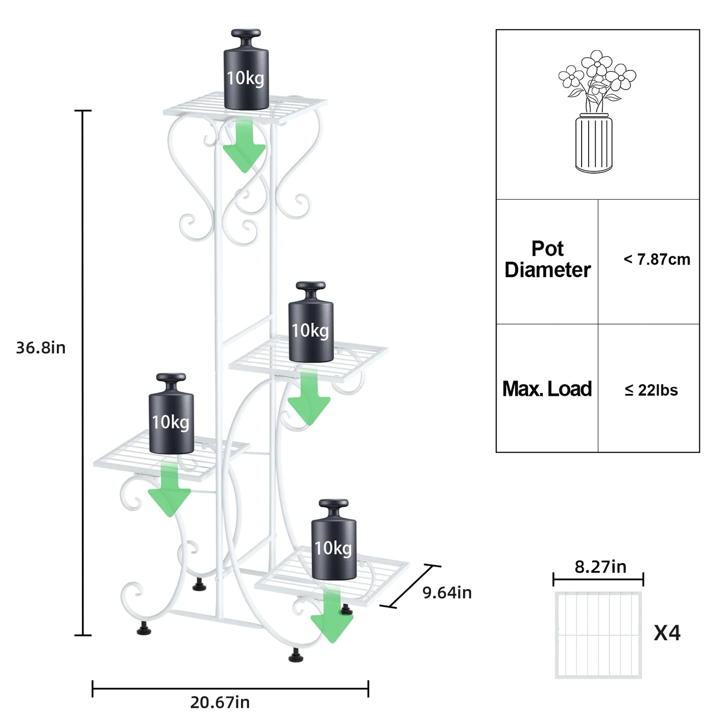 Plant Stand for Indoor Outdoor Flower Pot Display Rack