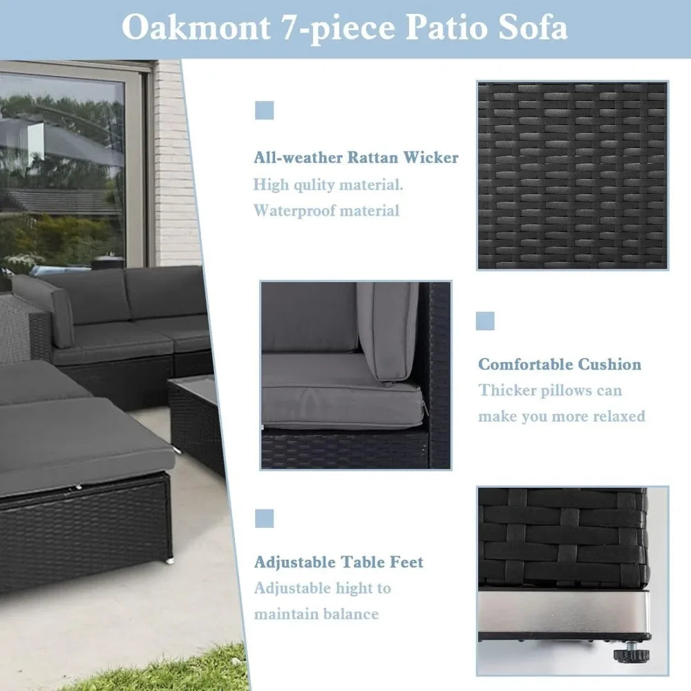 Patio Furniture Wicker Rattan Sectional Sofa set