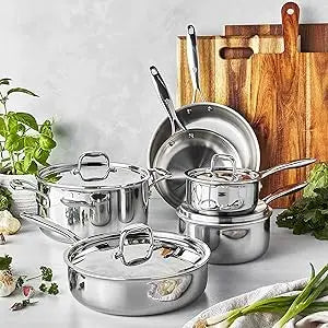 3-Ply Stainless Steel Pots and Pans Set, Cookware Set