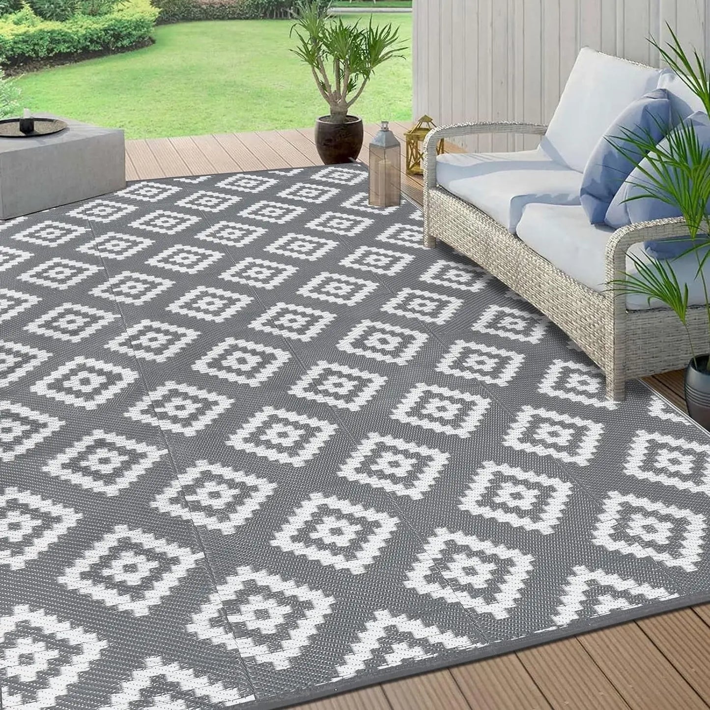 Reversible Plastic Rugs,Rugs for Patio, Living Room, Camping