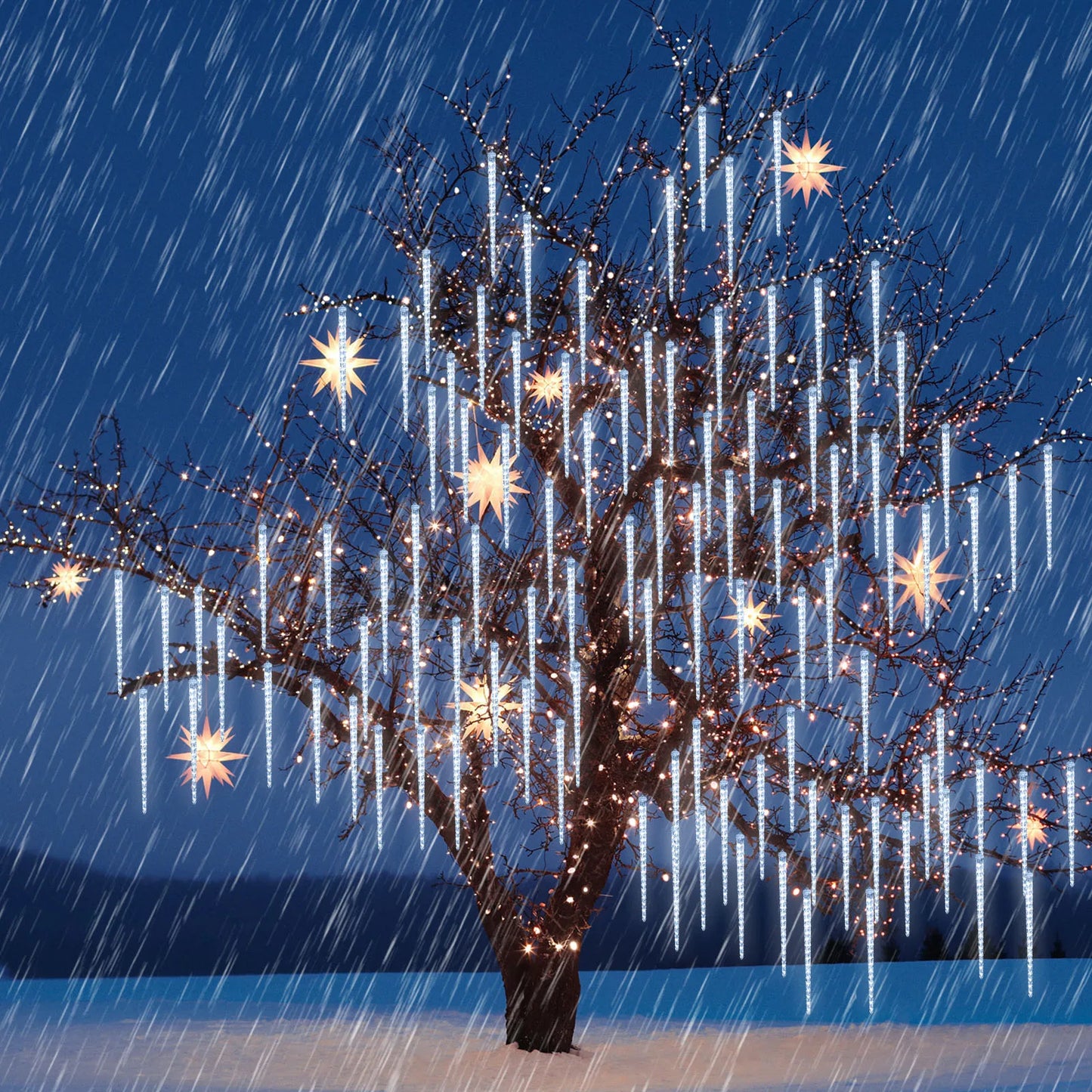 Christmast LED Meteor Shower Raindrop Snowing Lights