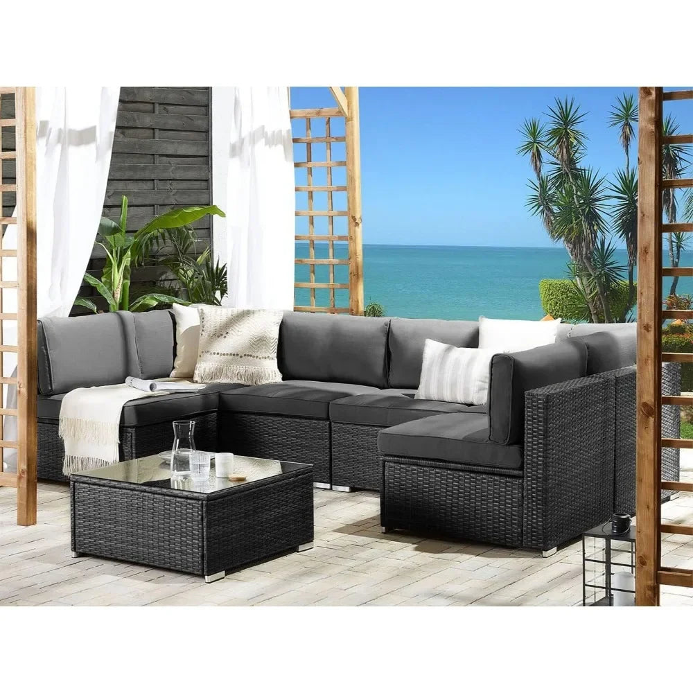 Patio Furniture Wicker Rattan Sectional Sofa set