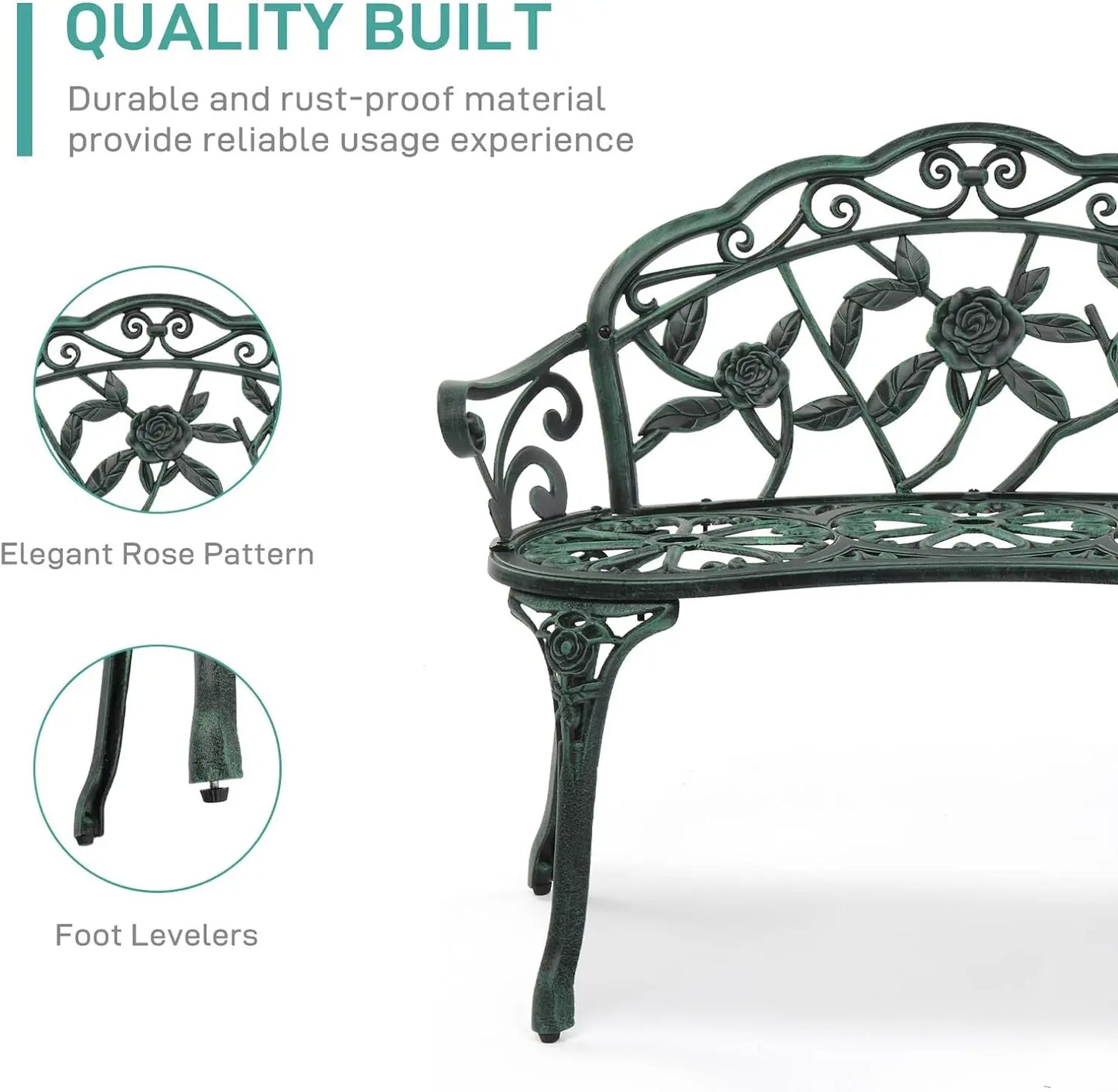 Patio Park Garden  Bench,Antique Finish Chair,Accented