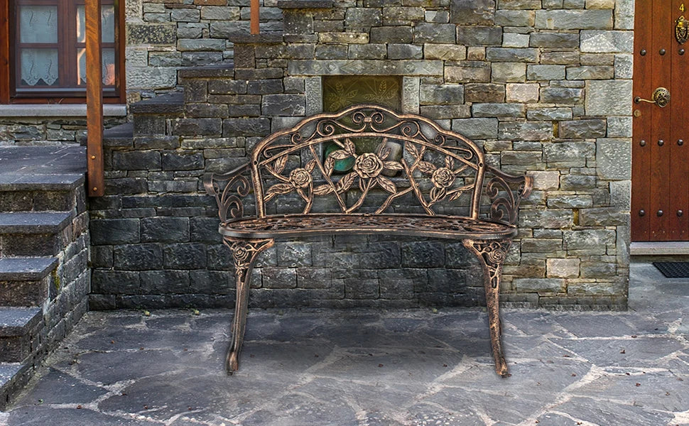 Patio Park Garden  Bench,Antique Finish Chair,Accented