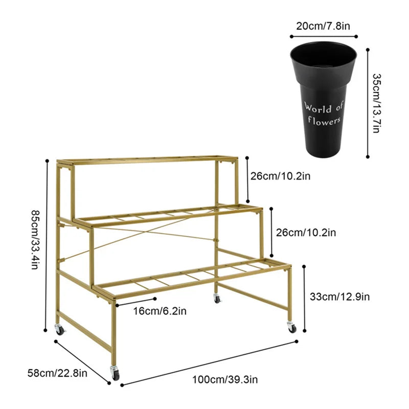 Flower Stand - Metal Plant Stand with 12Pcs Buckets,