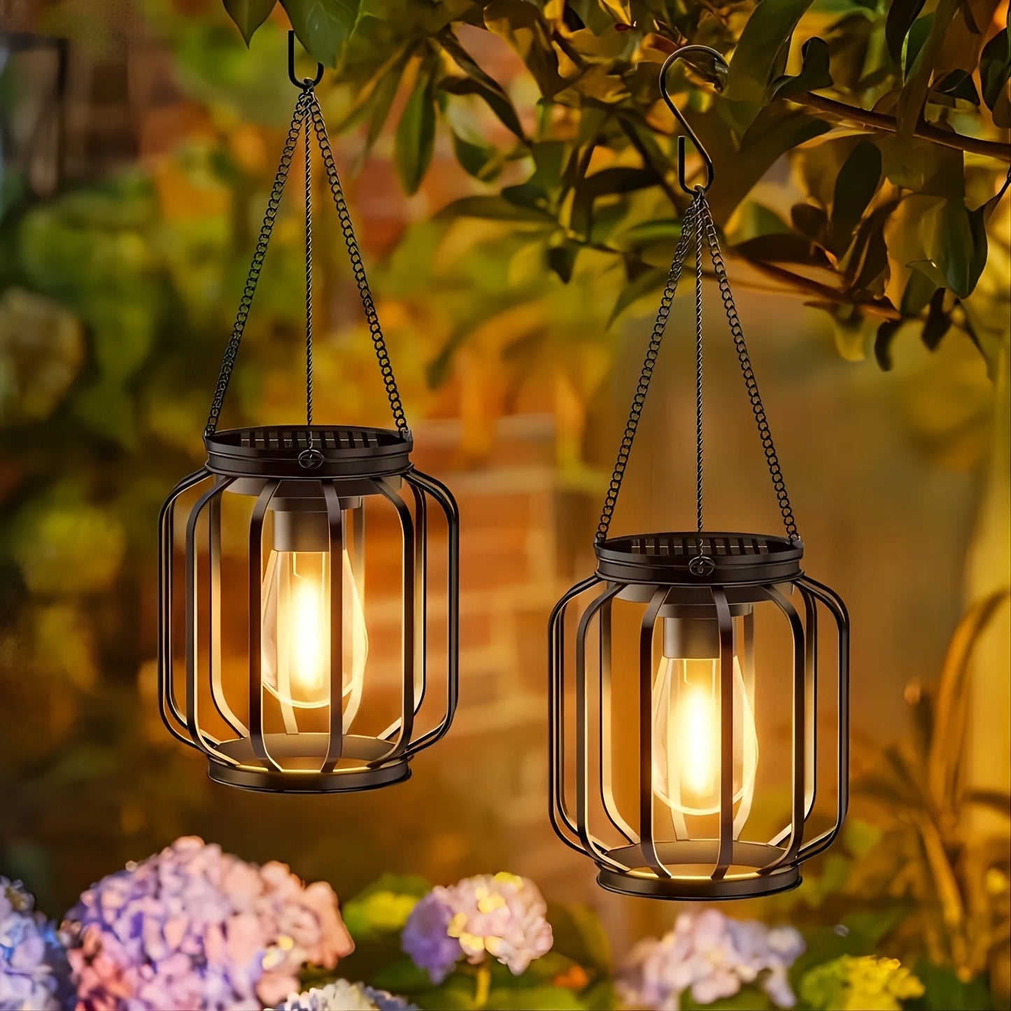 Cylindrical Hanging Solar Lights Outdoor